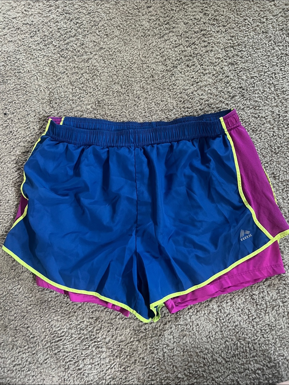 Reef Blue and Purple Women's Athletic Shorts with Neon Trim